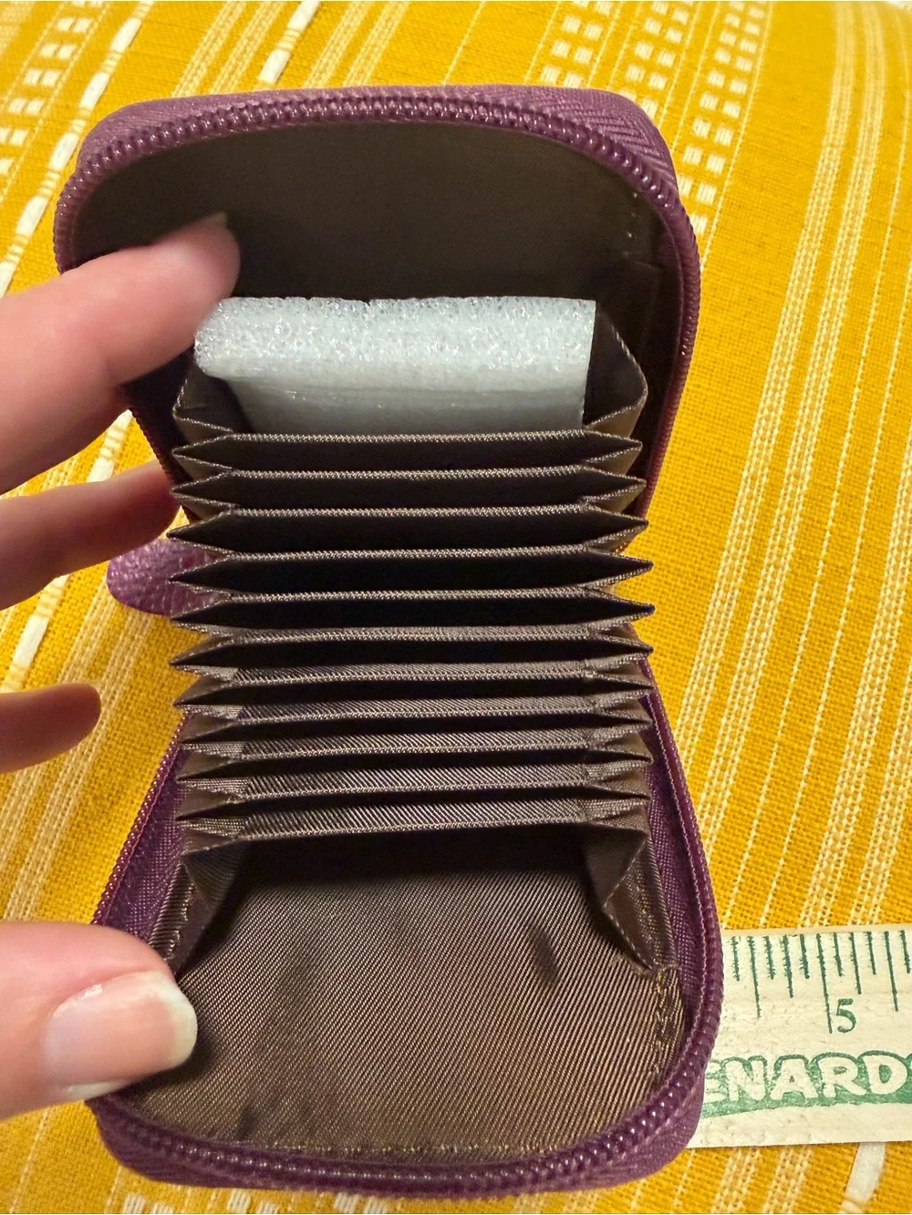 Compact Purple Leather Card & Key Holder with ID Window